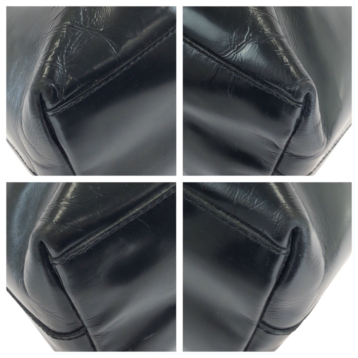 25235
PRADA プラダ ヴィンテージ ブラック 黒 シルバー金具 エナメル トートバッグ ショルダーバッグ レディース AB28