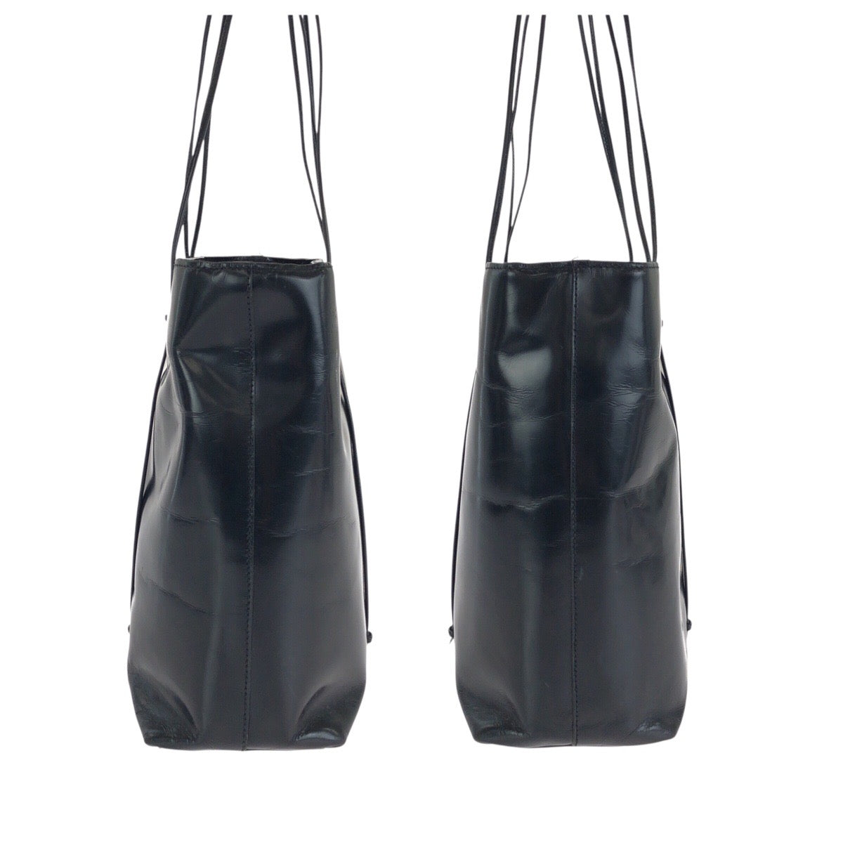 25235
PRADA プラダ ヴィンテージ ブラック 黒 シルバー金具 エナメル トートバッグ ショルダーバッグ レディース AB28