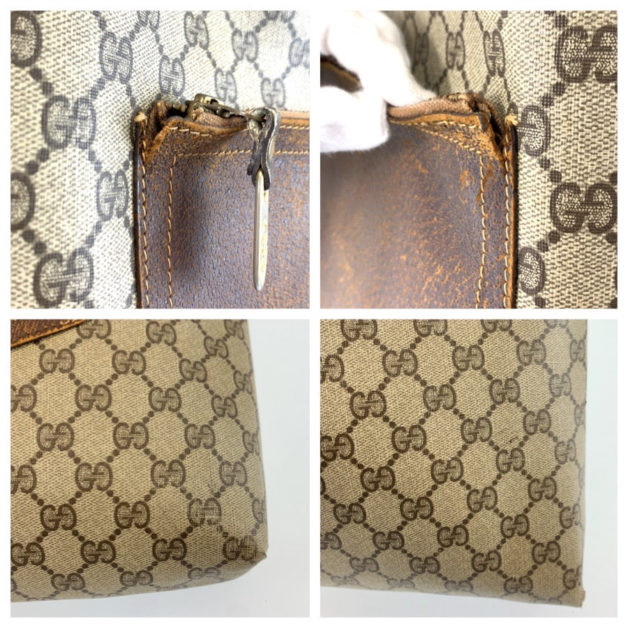 25236
GUCCI グッチ シェリーライン ベージュ ブラウン GGスプリームキャンバス トートバッグ ハンドバッグ レディース AB21