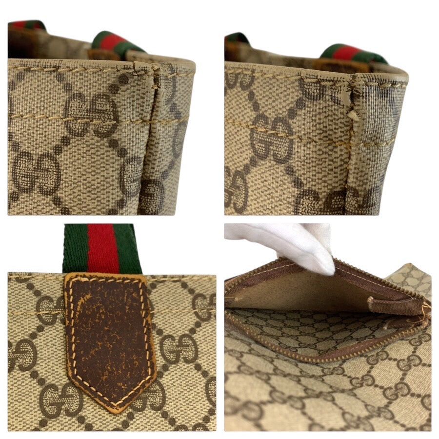 25236
GUCCI グッチ シェリーライン ベージュ ブラウン GGスプリームキャンバス トートバッグ ハンドバッグ レディース AB21