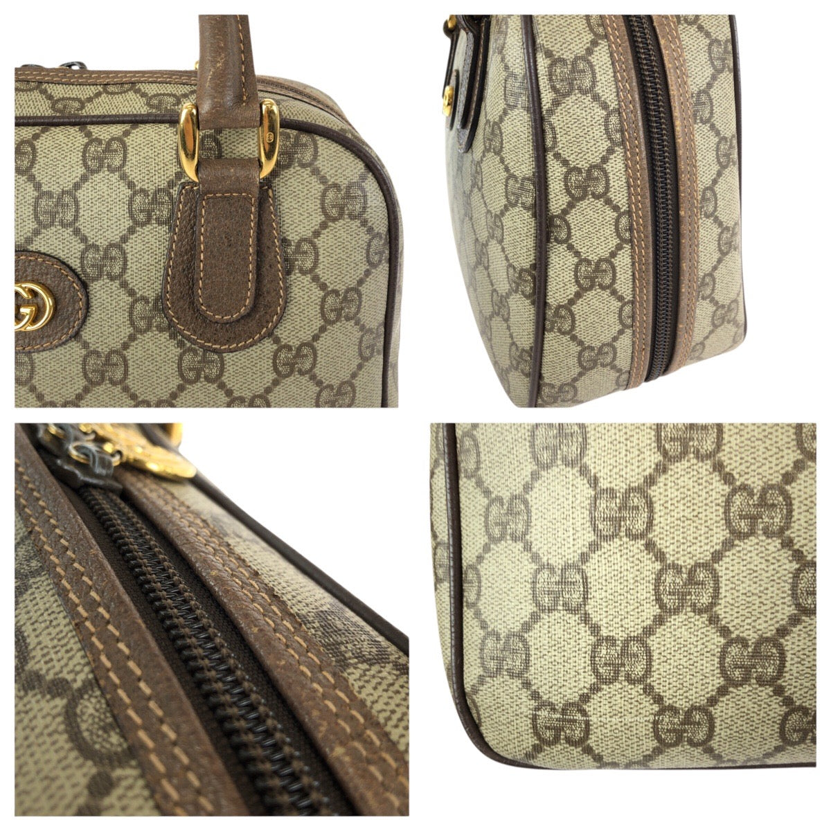 25238
GUCCI グッチ ヴィンテージ オールドグッチ ベージュ ブラウン ゴールド金具 GGスプリームキャンバス 000 58 6090 ハンドバッグ レディース AB28