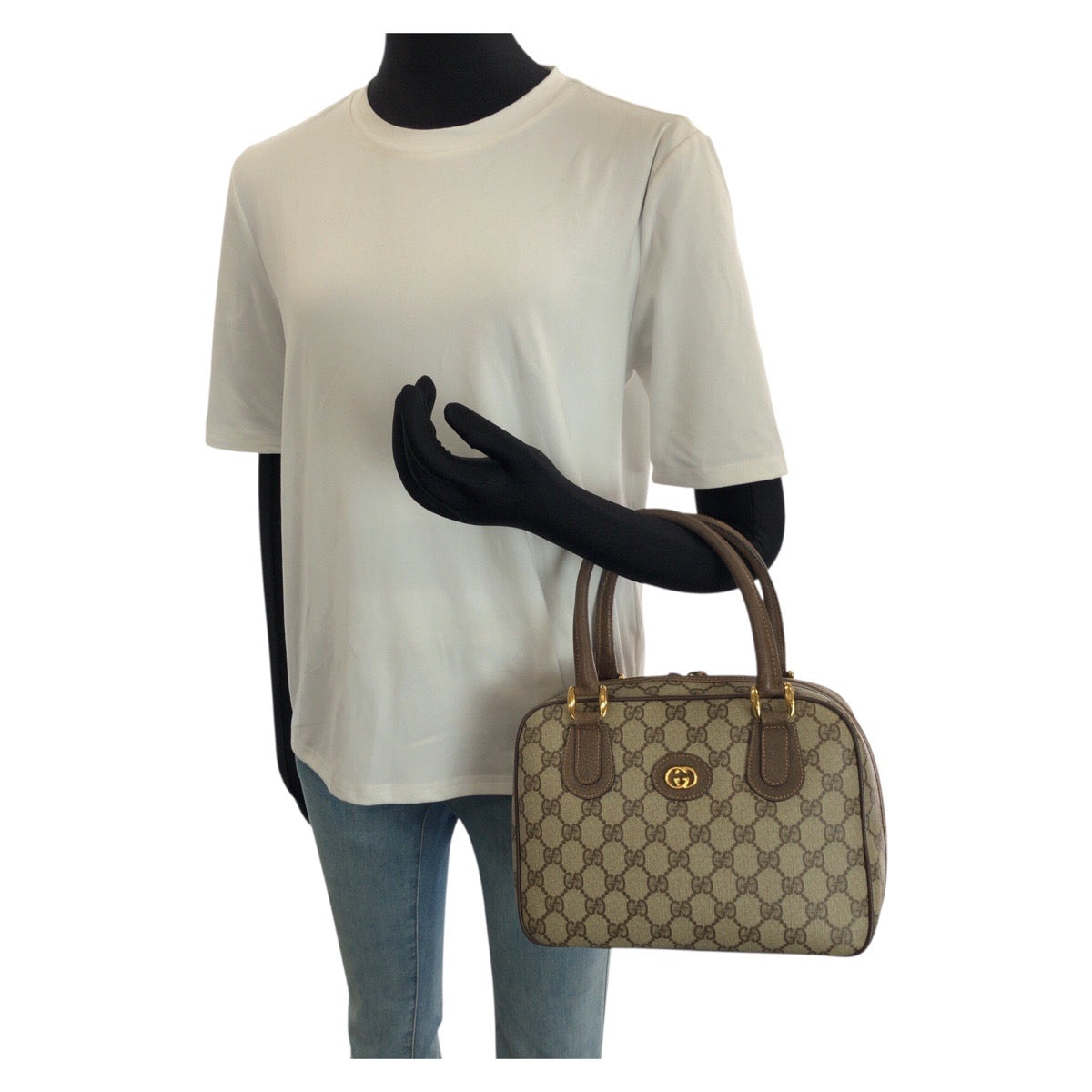 25238
GUCCI グッチ ヴィンテージ オールドグッチ ベージュ ブラウン ゴールド金具 GGスプリームキャンバス 000 58 6090 ハンドバッグ レディース AB28