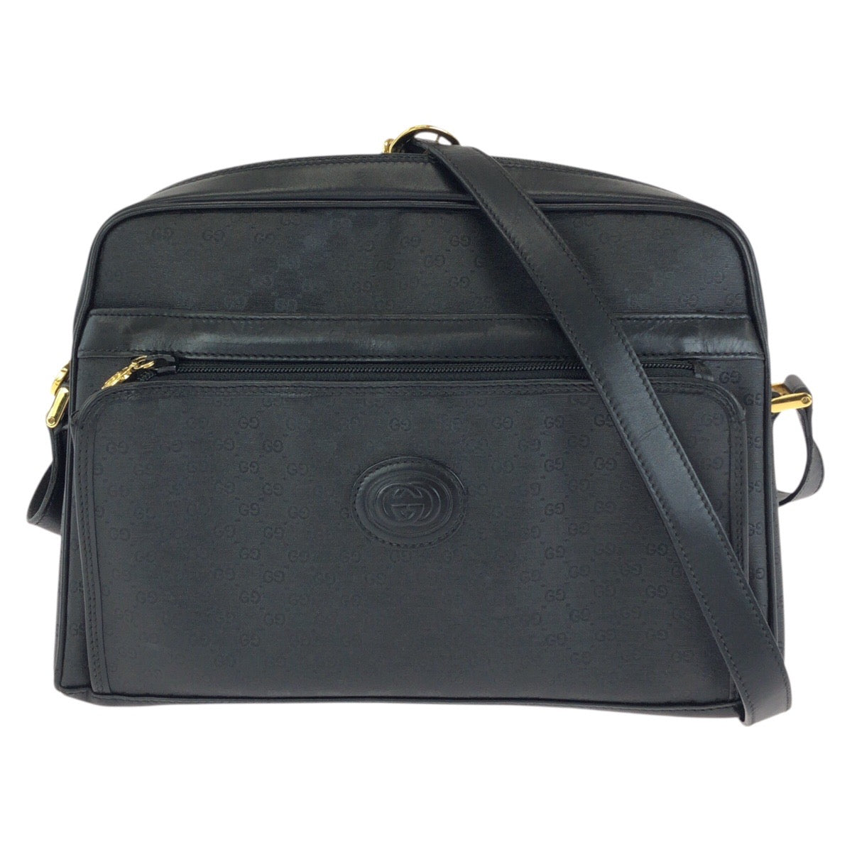 25239
GUCCI グッチ ヴィンテージ オールドグッチ マイクロGG ブラック 黒 ゴールド金具 PVC / レザー 001 33 1053 ショルダーバッグ メッセンジャーバッグ レディース ABP40
