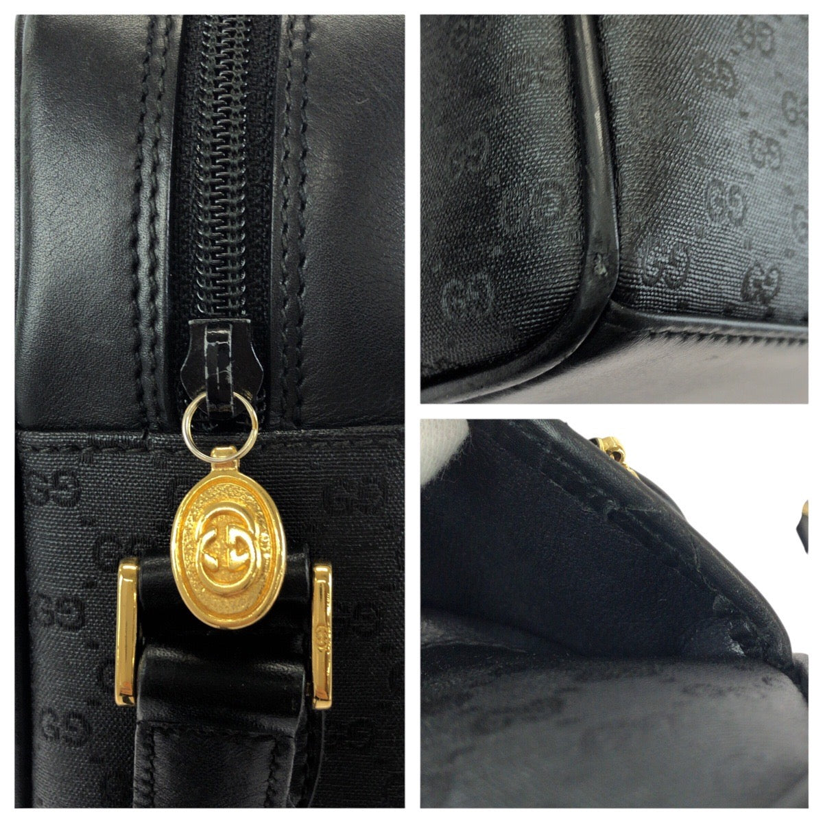25239
GUCCI グッチ ヴィンテージ オールドグッチ マイクロGG ブラック 黒 ゴールド金具 PVC / レザー 001 33 1053 ショルダーバッグ メッセンジャーバッグ レディース ABP40