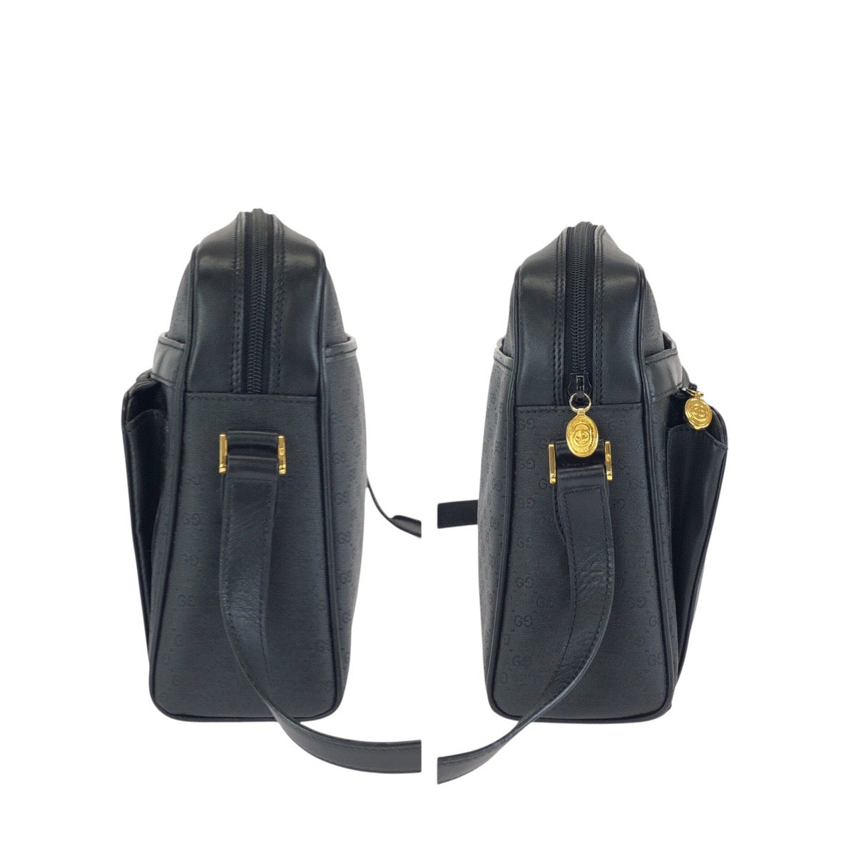 25239
GUCCI グッチ ヴィンテージ オールドグッチ マイクロGG ブラック 黒 ゴールド金具 PVC / レザー 001 33 1053 ショルダーバッグ メッセンジャーバッグ レディース ABP40