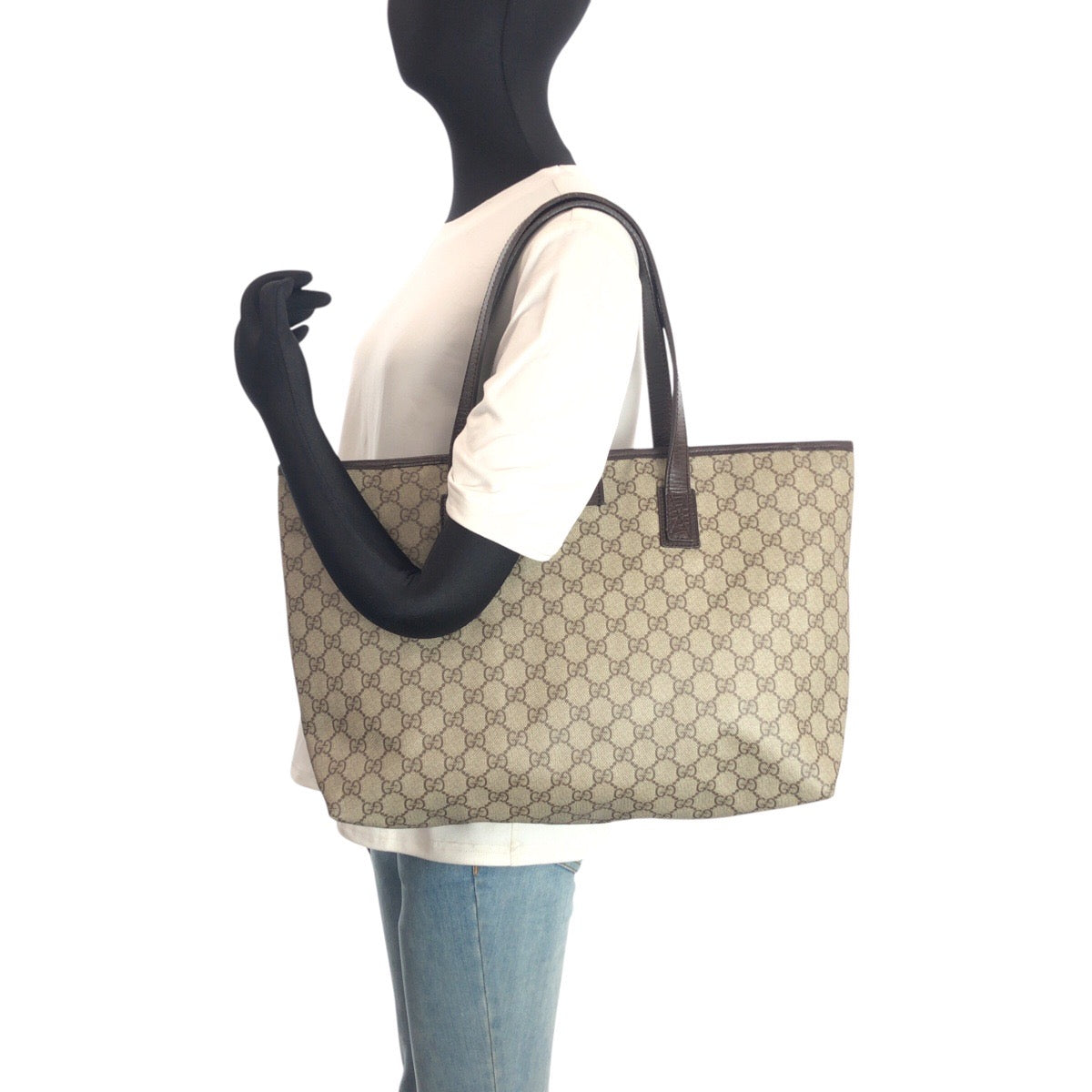 25240
GUCCI グッチ ベージュ ブラウン シルバー金具 GGスプリームキャンバス / レザー 181084 トートバッグ ショルダーバッグ レディース ABP56