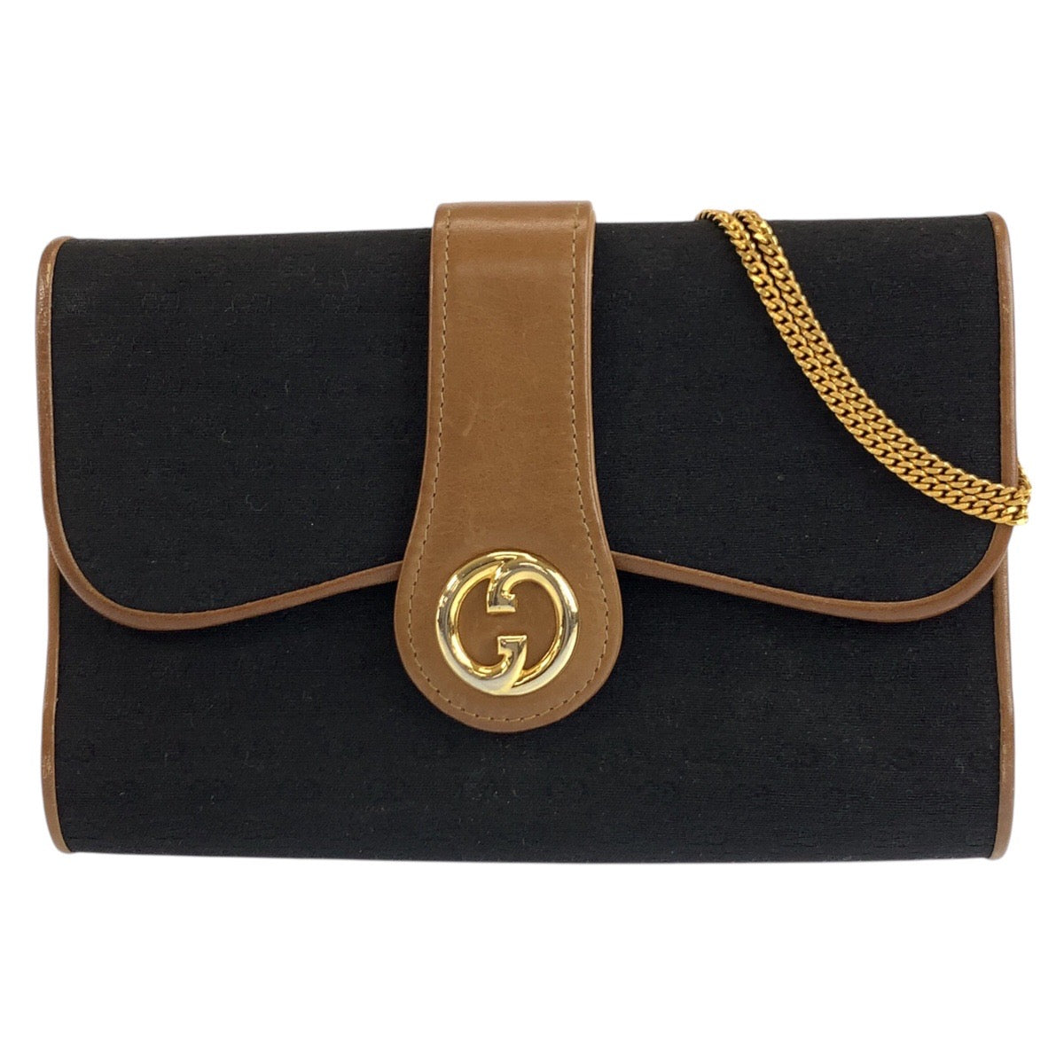 25241
GUCCI グッチ ヴィンテージ マイクロGG ブラック 黒 ブラウン ゴールド金具 GGキャンバス / レザー チェーンショルダーバッグ レディース AB40