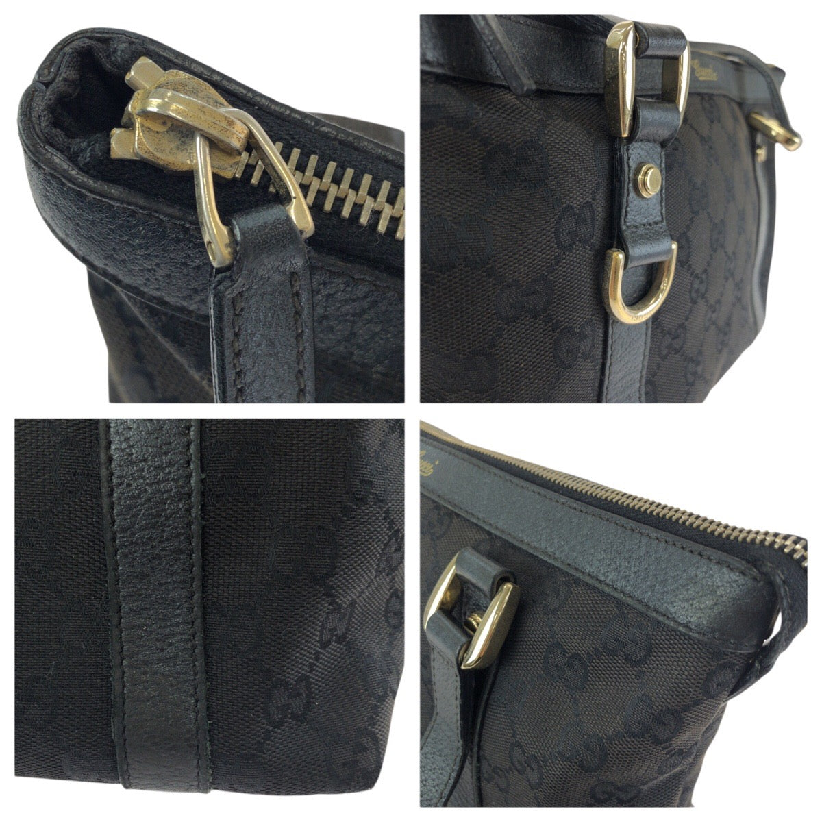 25242
GUCCI グッチ アビー ブラック 黒 ゴールド金具 GGキャンバス / レザー 141471 トートバッグ ハンドバッグ レディース AB35