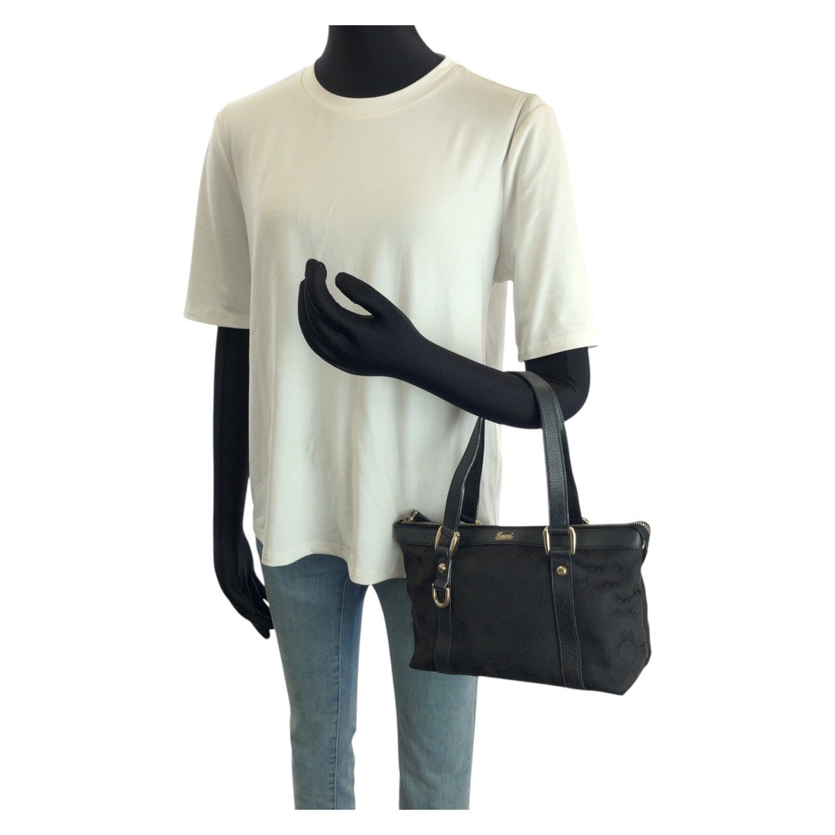 25242
GUCCI グッチ アビー ブラック 黒 ゴールド金具 GGキャンバス / レザー 141471 トートバッグ ハンドバッグ レディース AB35