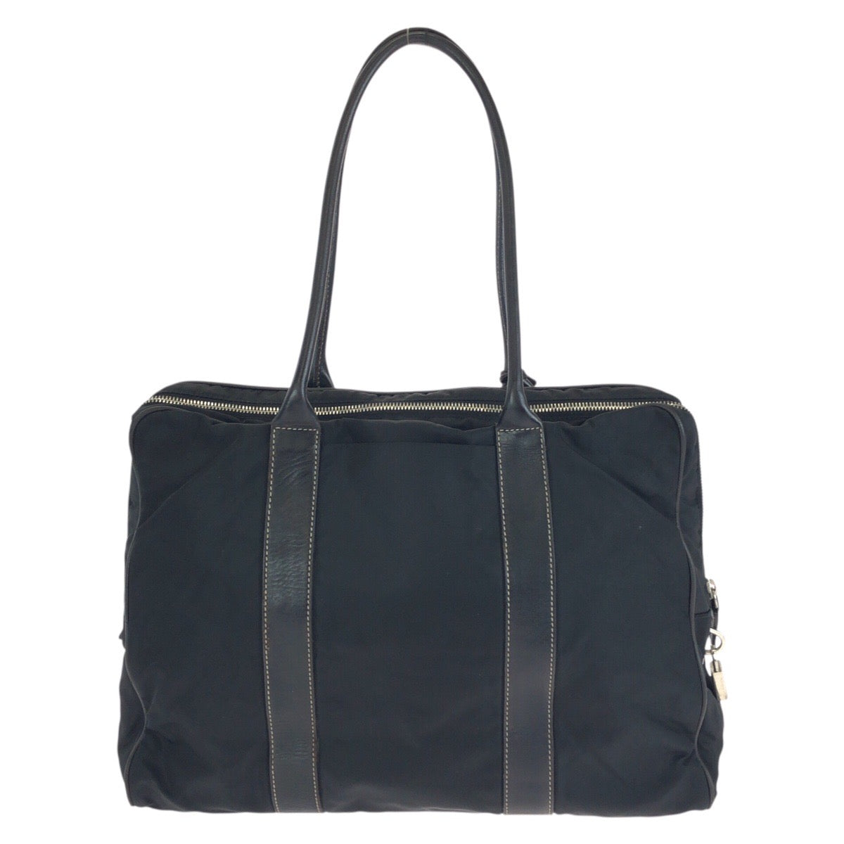 25244
PRADA プラダ テスート 三角ロゴプレート ブラック 黒 シルバー金具 ナイロン / レザー トートバッグ ショルダーバッグ レディース AB28