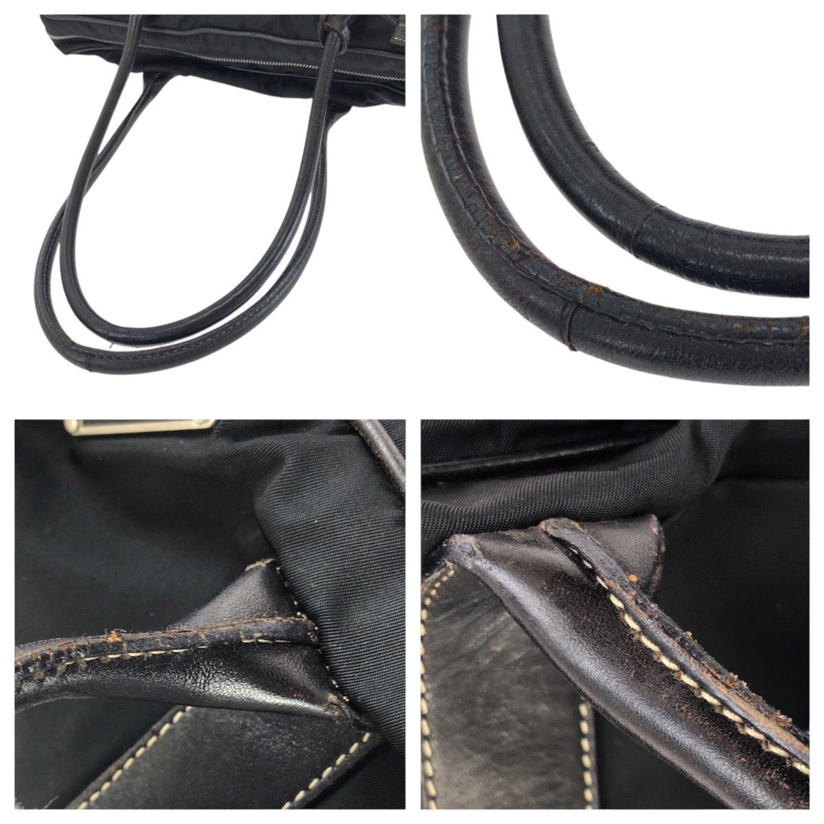 25244
PRADA プラダ テスート 三角ロゴプレート ブラック 黒 シルバー金具 ナイロン / レザー トートバッグ ショルダーバッグ レディース AB28