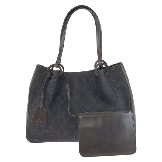 25246
GUCCI グッチ ダークブラウン シルバー金具 GGキャンバス / レザー 101919 トートバッグ ショルダーバッグ レディース ABP35