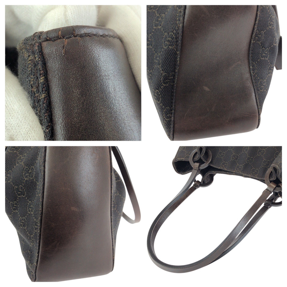25246
GUCCI グッチ ダークブラウン シルバー金具 GGキャンバス / レザー 101919 トートバッグ ショルダーバッグ レディース ABP35