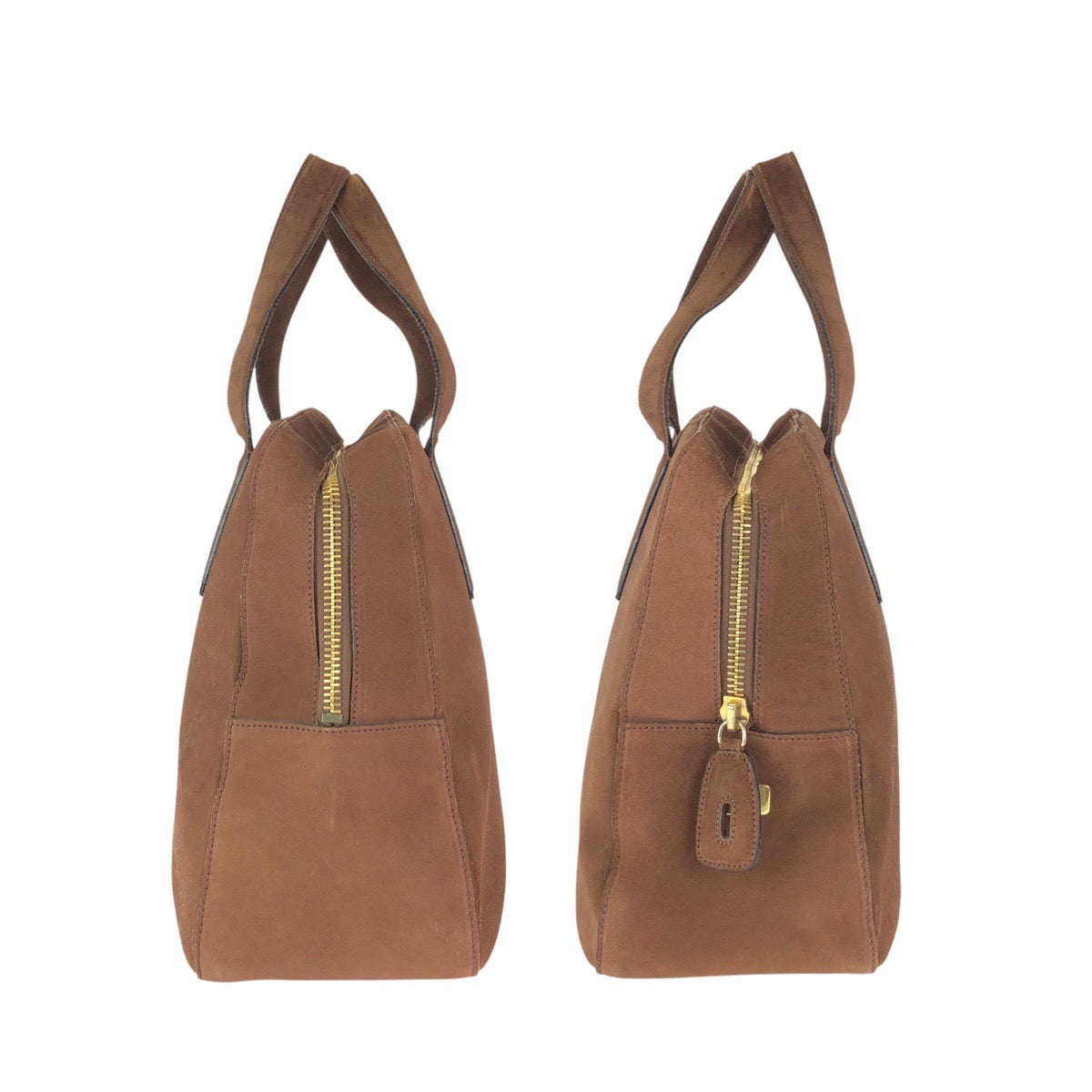 25247
PRADA プラダ ブラウン ゴールド金具 スウェード ハンドバッグ ボストンバッグ レディース ABP40