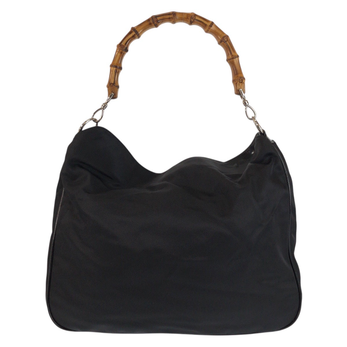 25248
GUCCI グッチ バンブー ブラック 黒 シルバー金具 ナイロン 001 2852 1577 5 ハンドバッグ ショルダーバッグ 2way レディース AB28