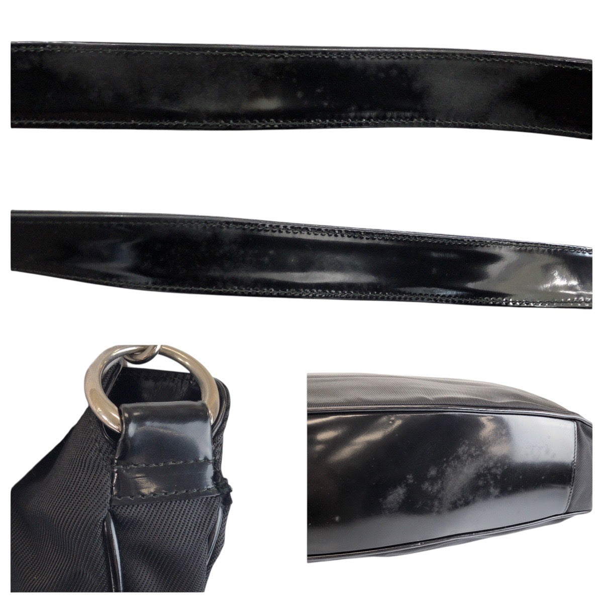 25248
GUCCI グッチ バンブー ブラック 黒 シルバー金具 ナイロン 001 2852 1577 5 ハンドバッグ ショルダーバッグ 2way レディース AB28
