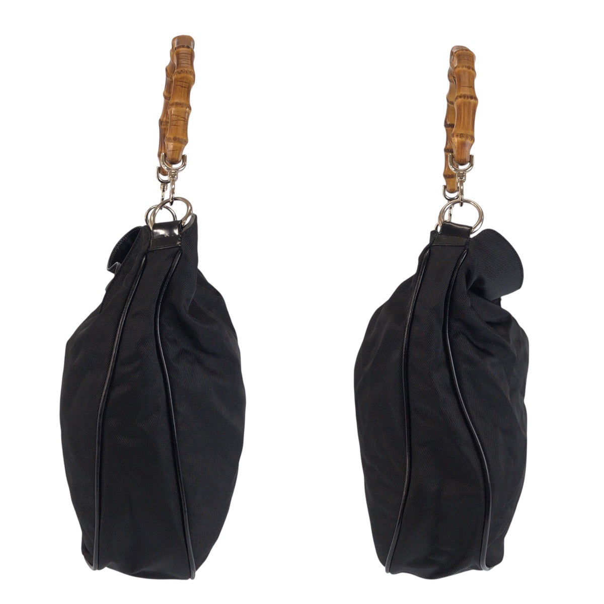 25248
GUCCI グッチ バンブー ブラック 黒 シルバー金具 ナイロン 001 2852 1577 5 ハンドバッグ ショルダーバッグ 2way レディース AB28