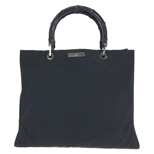 25249
GUCCI グッチ バンブー ブラック 黒 シルバー金具 ナイロン 002 1010 トートバッグ ハンドバッグ レディース AB28
