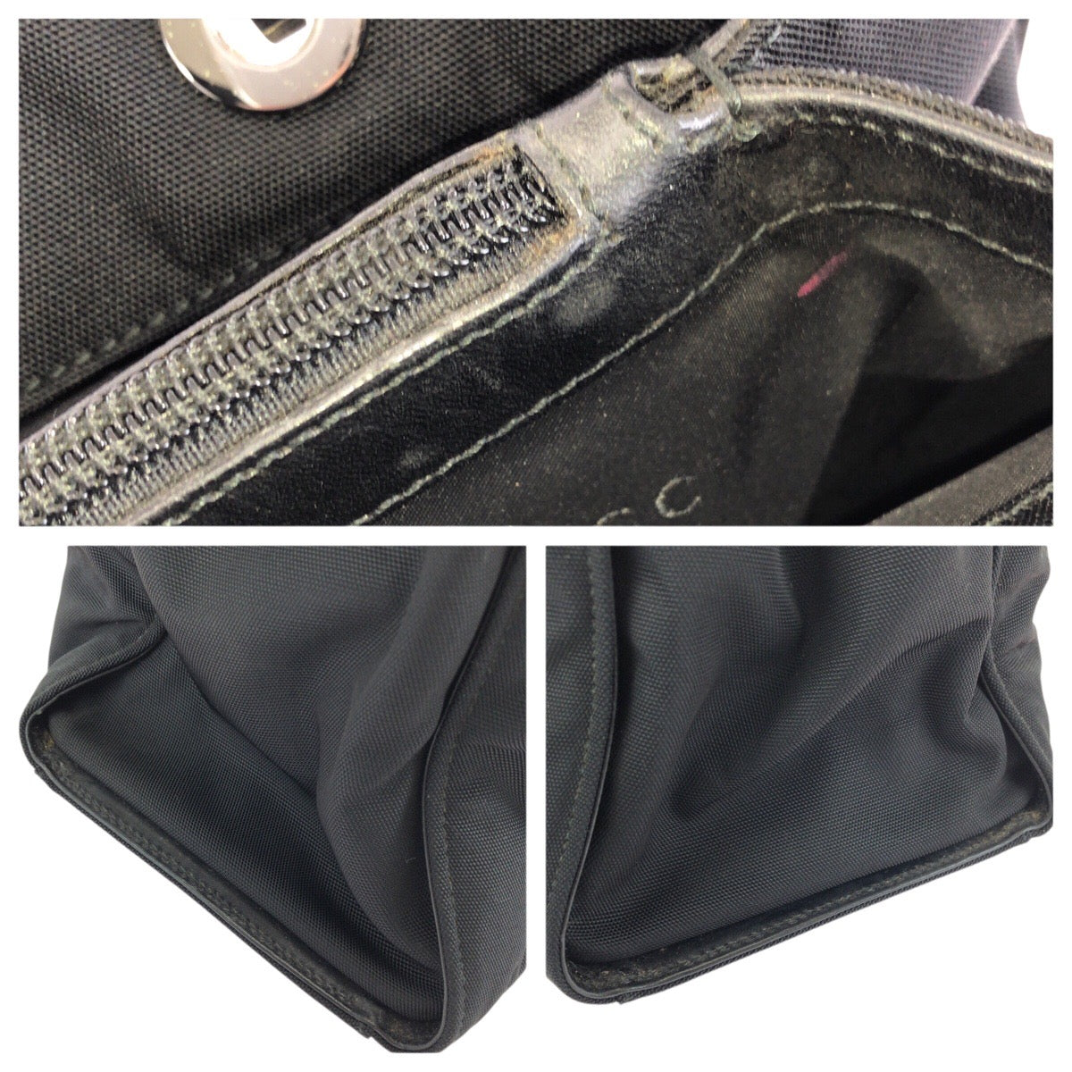 25249
GUCCI グッチ バンブー ブラック 黒 シルバー金具 ナイロン 002 1010 トートバッグ ハンドバッグ レディース AB28
