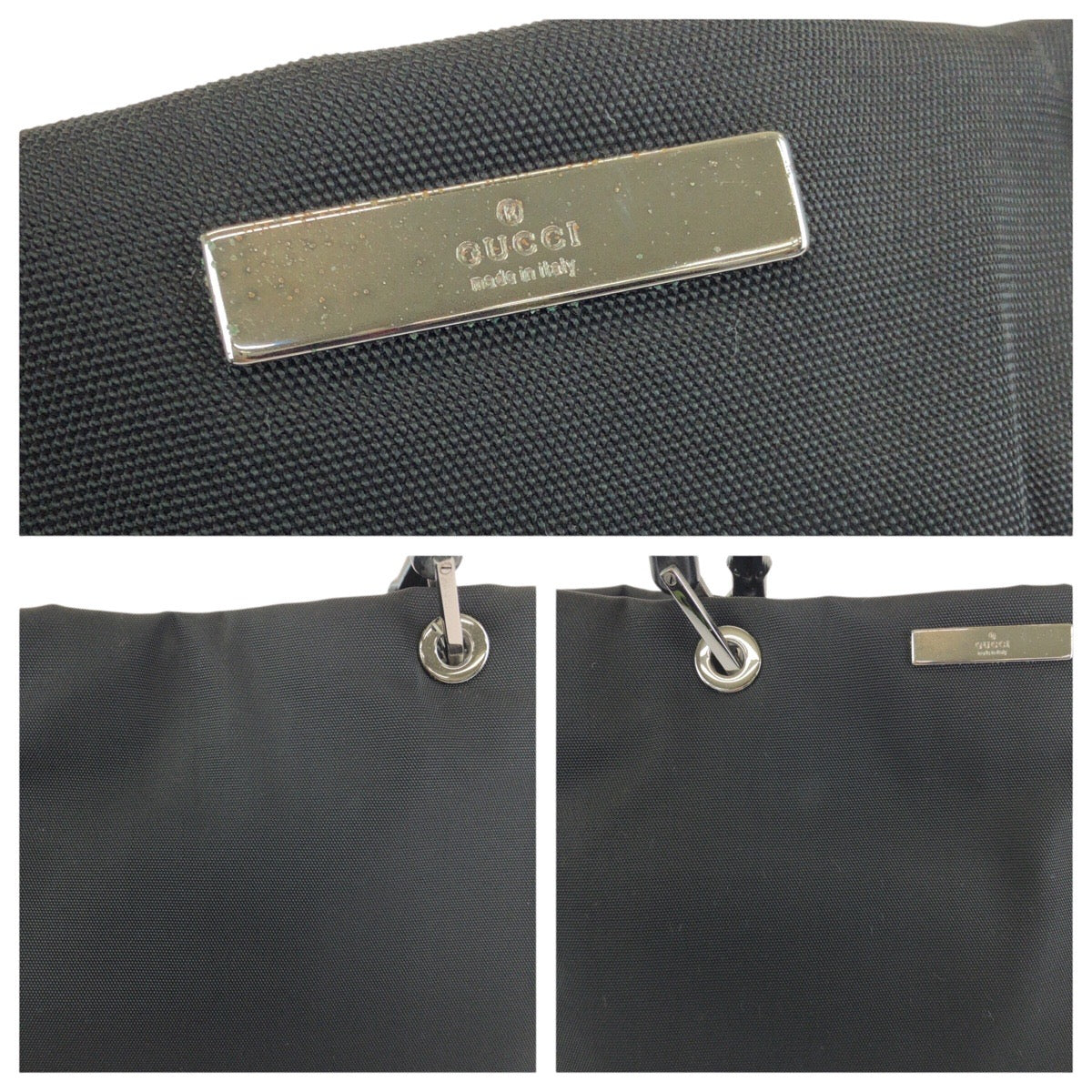 25249
GUCCI グッチ バンブー ブラック 黒 シルバー金具 ナイロン 002 1010 トートバッグ ハンドバッグ レディース AB28