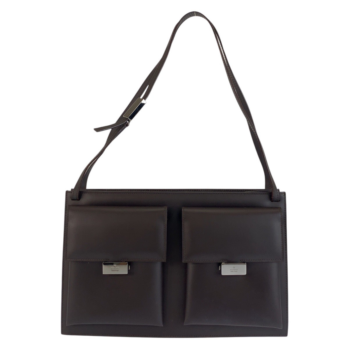 25250
GUCCI グッチ ダブルポケット ブラウン レザー 001 3175 ショルダーバッグ レディース AB30