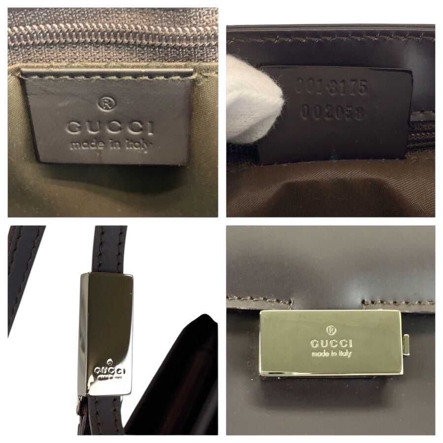 25250
GUCCI グッチ ダブルポケット ブラウン レザー 001 3175 ショルダーバッグ レディース AB30