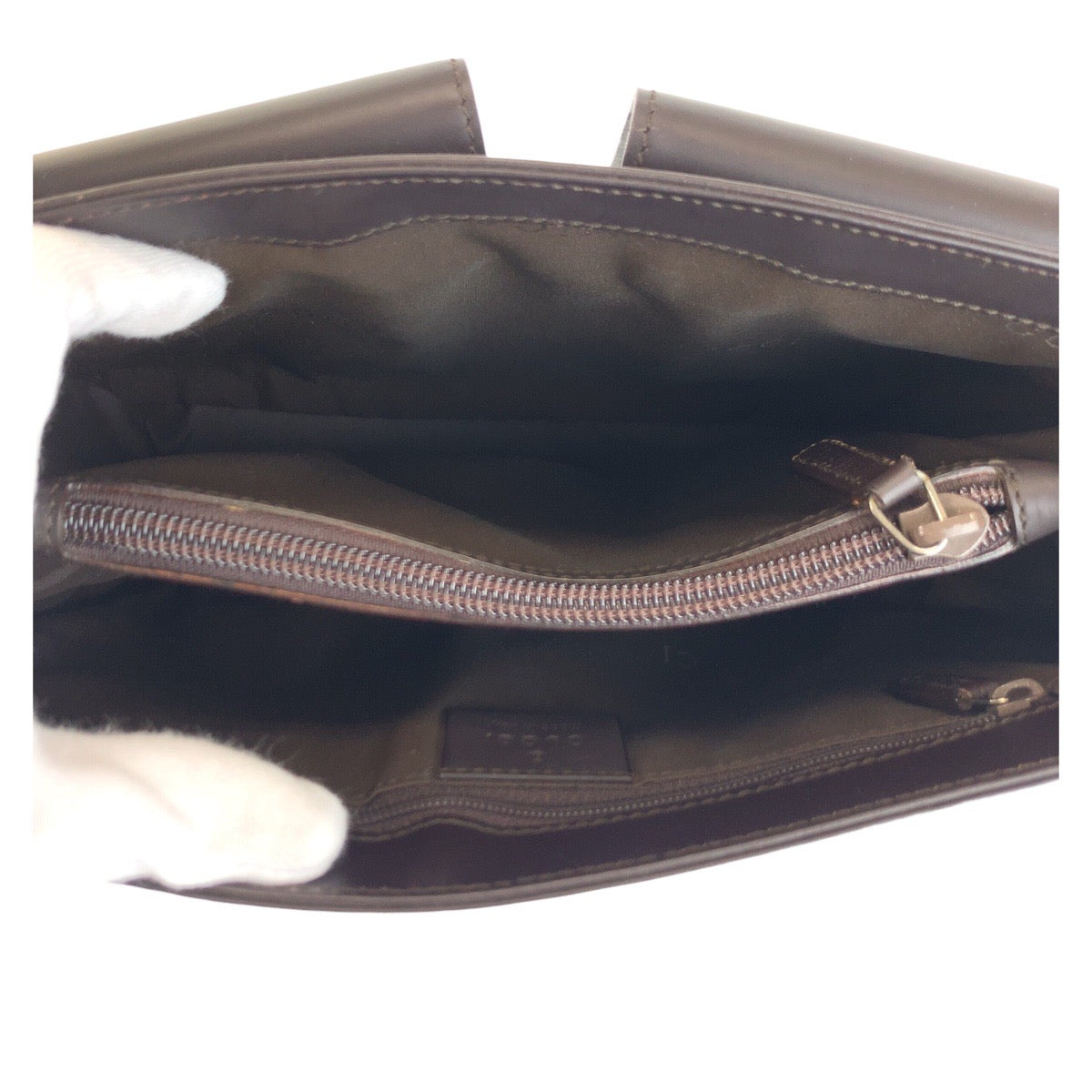 25250
GUCCI グッチ ダブルポケット ブラウン レザー 001 3175 ショルダーバッグ レディース AB30