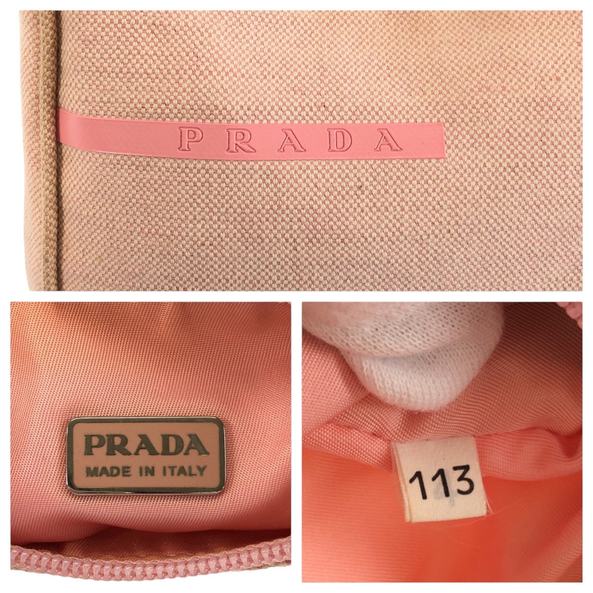 25251
PRADA プラダ ピンク キャンバス ハンドバッグ アクセサリーポーチ レディース AB28