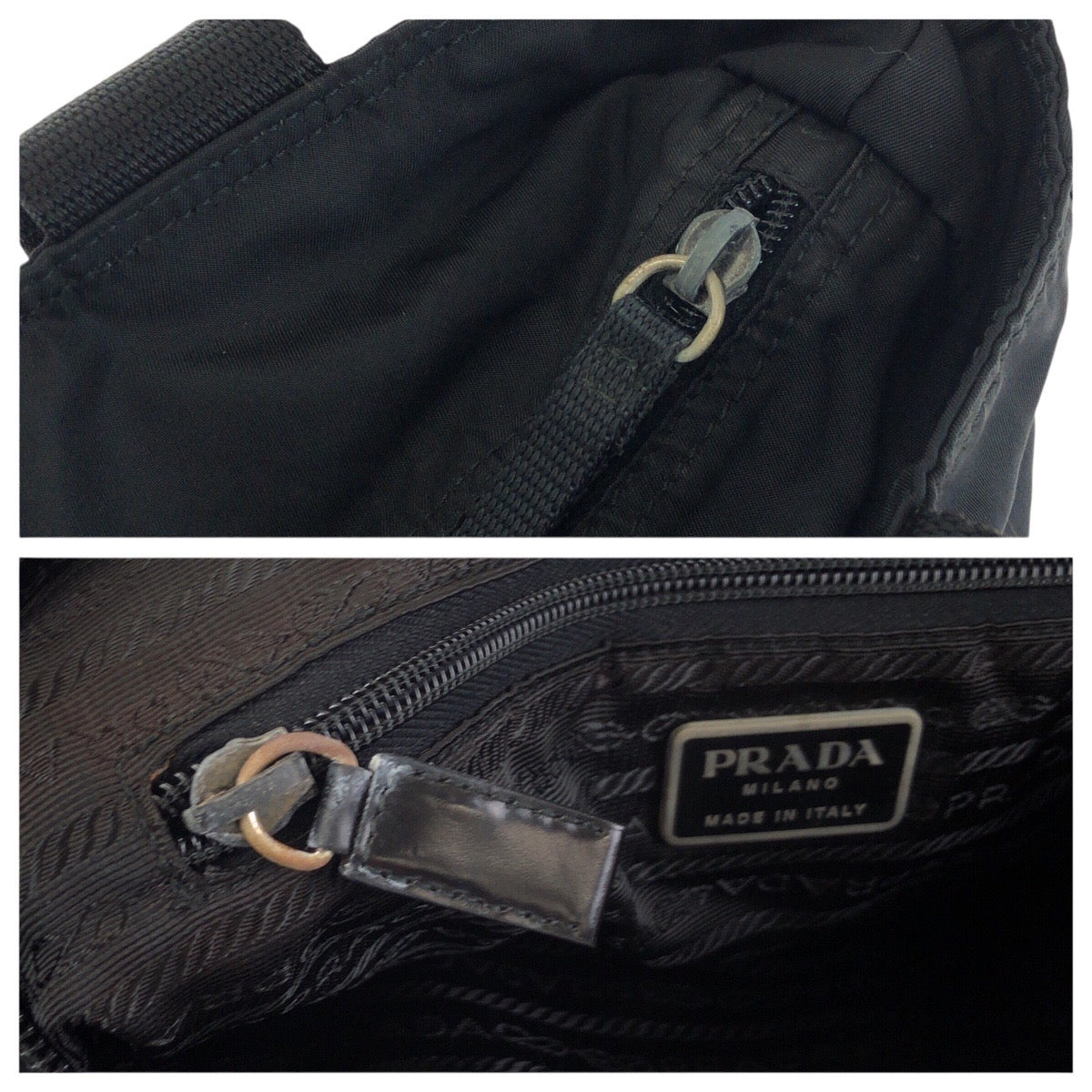 25252
PRADA プラダ テスート 三角ロゴプレート ブラック 黒 シルバー金具 ナイロン トートバッグ ショルダーバッグ レディース AB28