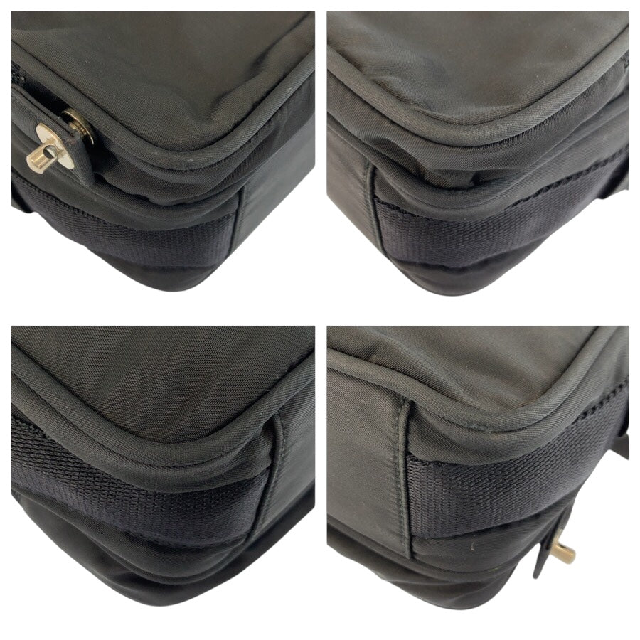25253
PRADA プラダ テスート 三角ロゴプレート ブラック 黒 シルバー金具 ナイロン ショルダーバッグ ポシェット レディース AB35