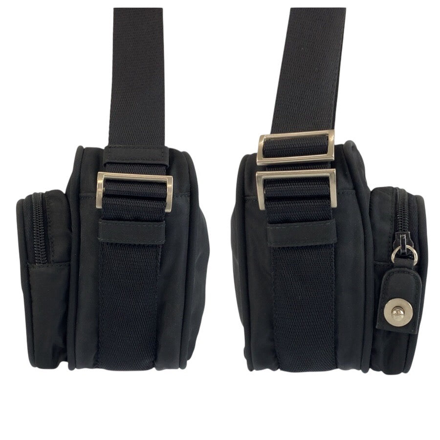 25253
PRADA プラダ テスート 三角ロゴプレート ブラック 黒 シルバー金具 ナイロン ショルダーバッグ ポシェット レディース AB35