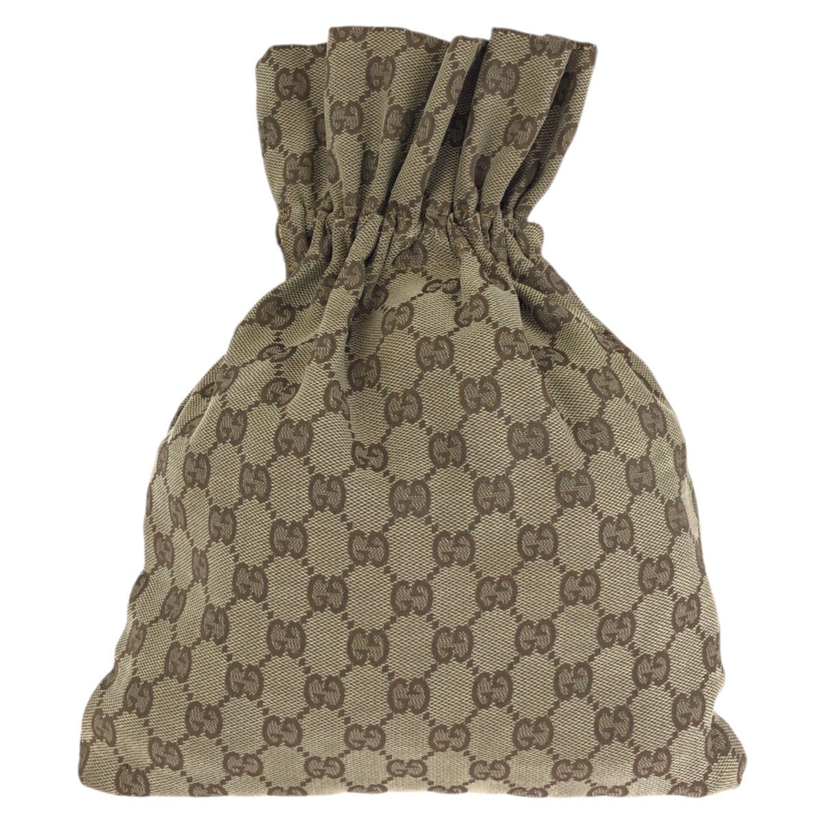 25255
GUCCI グッチ ドローストリング ベージュ ブラウン シルバー金具 GGキャンバス / レザー 004 1137 ポーチ 小物入れ 男女兼用 レディース AB14