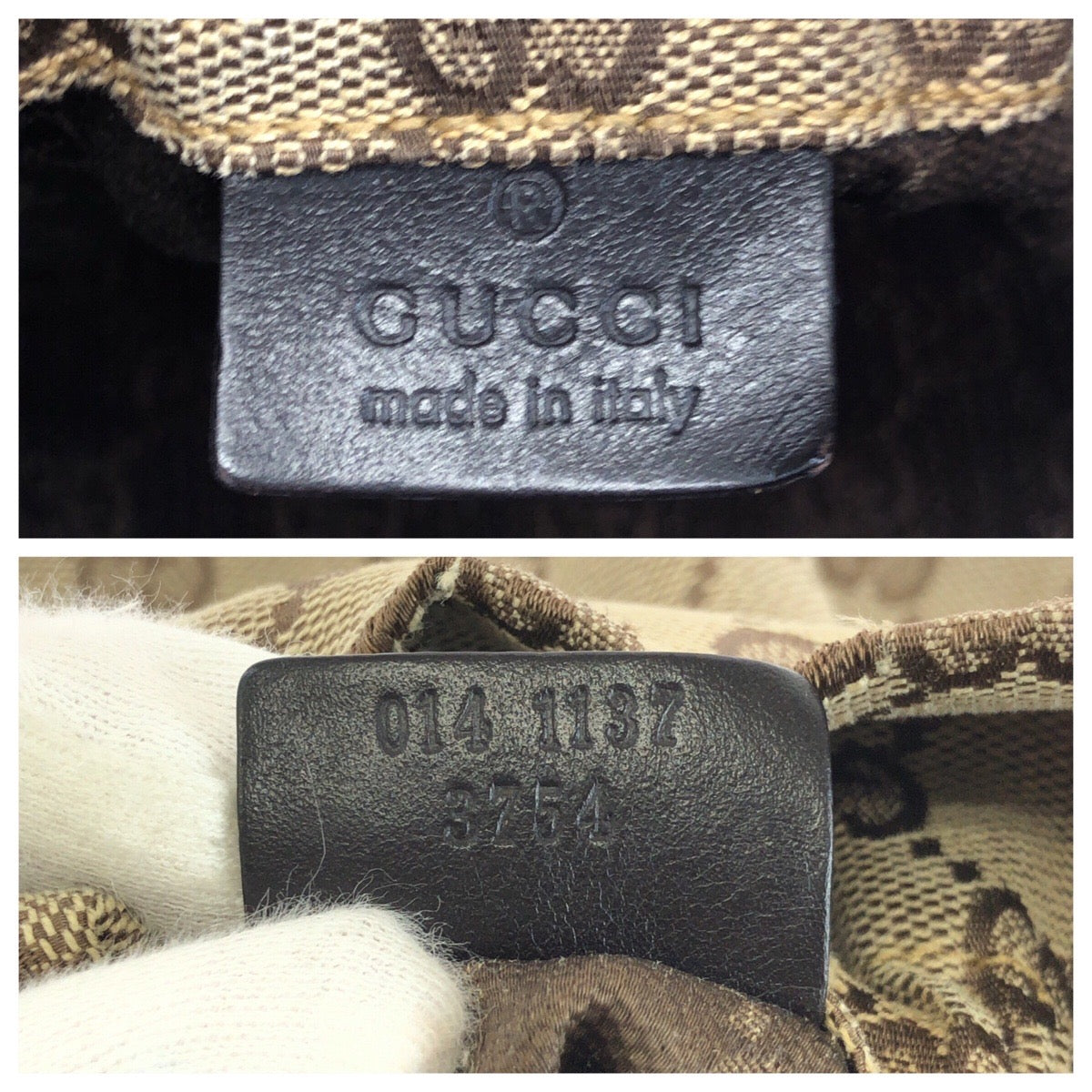 25255
GUCCI グッチ ドローストリング ベージュ ブラウン シルバー金具 GGキャンバス / レザー 004 1137 ポーチ 小物入れ 男女兼用 レディース AB14