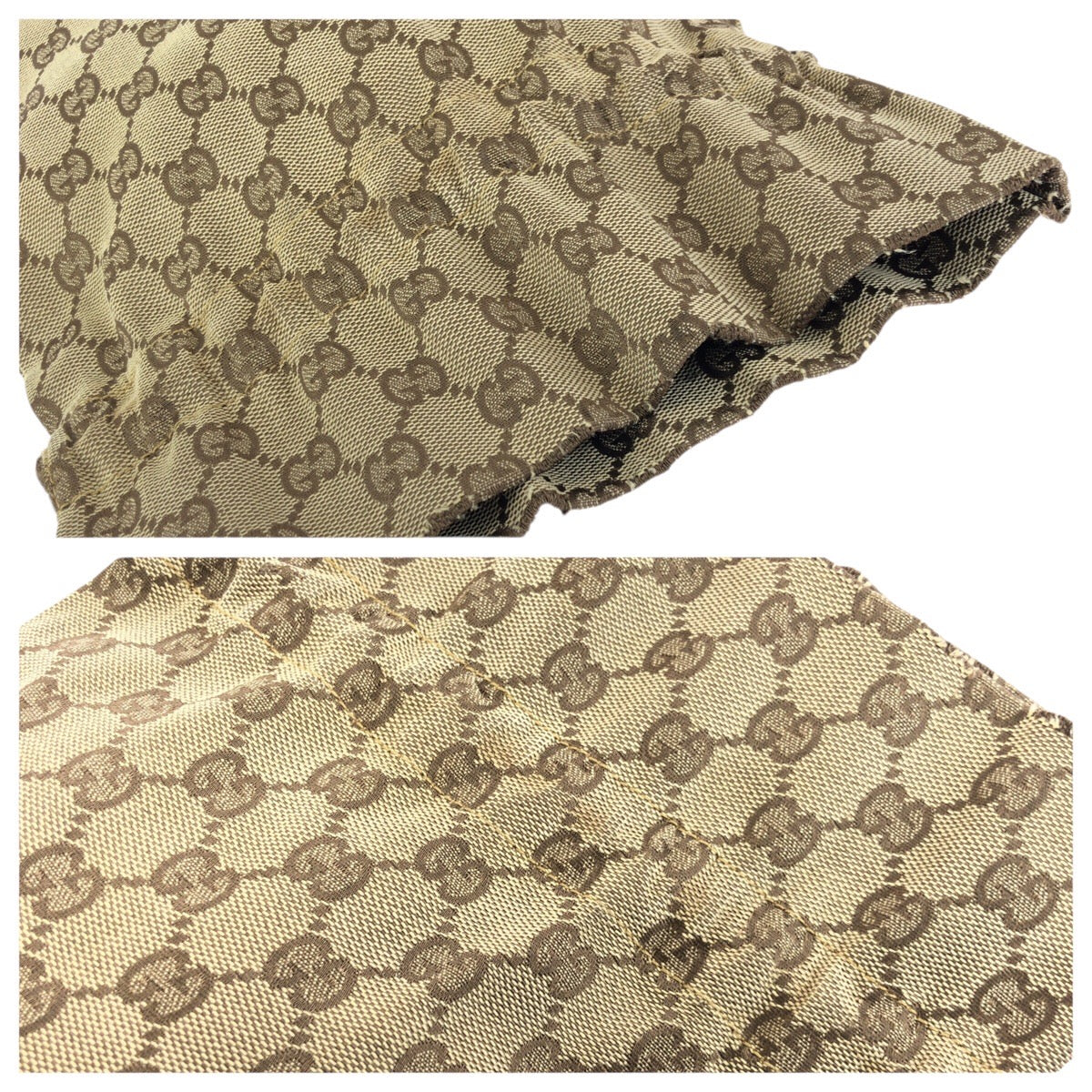 25255
GUCCI グッチ ドローストリング ベージュ ブラウン シルバー金具 GGキャンバス / レザー 004 1137 ポーチ 小物入れ 男女兼用 レディース AB14