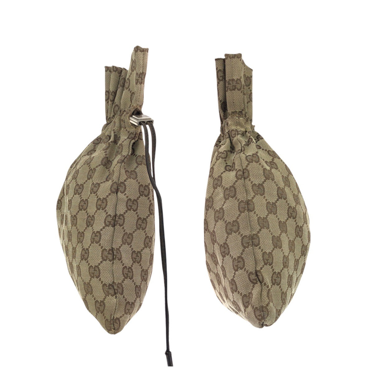 25255
GUCCI グッチ ドローストリング ベージュ ブラウン シルバー金具 GGキャンバス / レザー 004 1137 ポーチ 小物入れ 男女兼用 レディース AB14