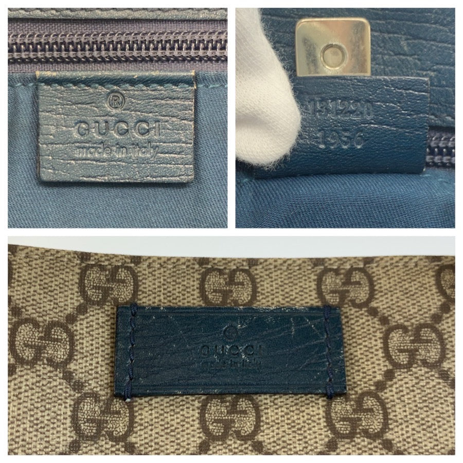 25257
GUCCI グッチ ベージュ グリーン GGスプリームキャンバス / レザー 131220 トートバッグ ハンドバッグ レディース AB28