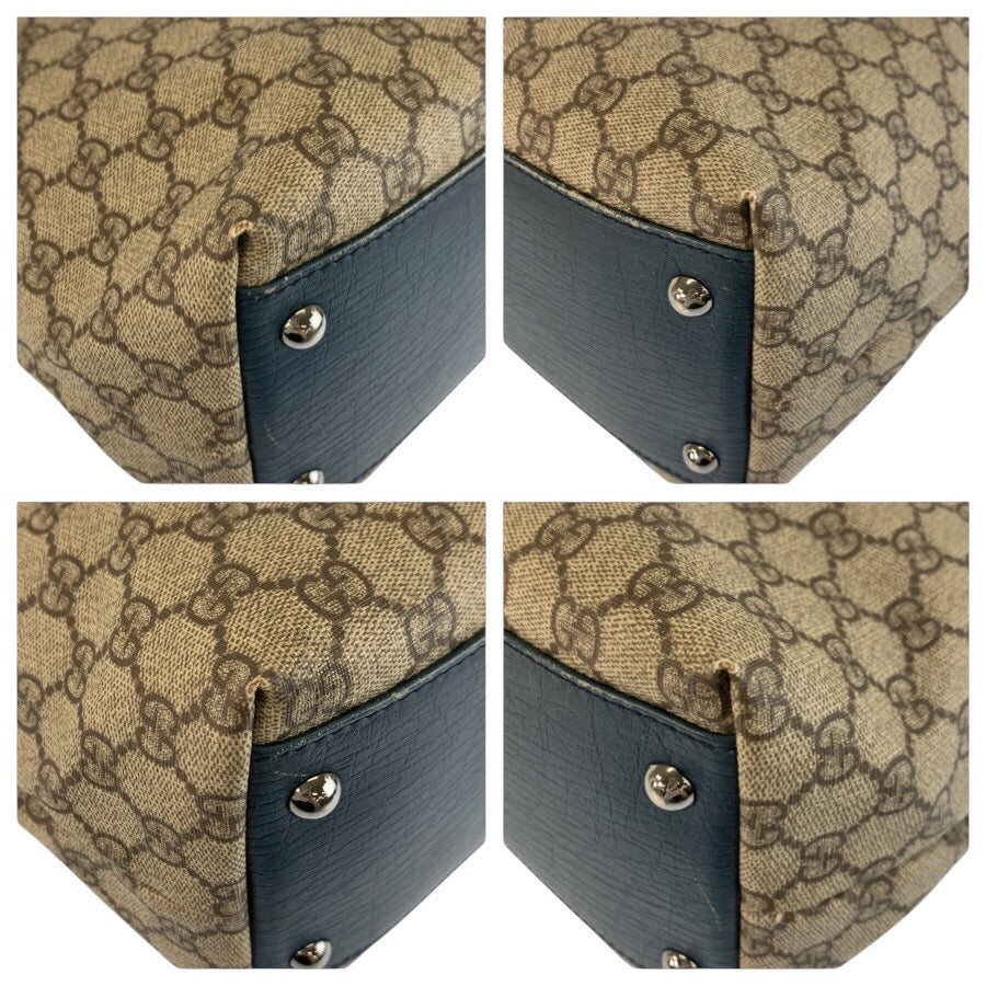 25257
GUCCI グッチ ベージュ グリーン GGスプリームキャンバス / レザー 131220 トートバッグ ハンドバッグ レディース AB28