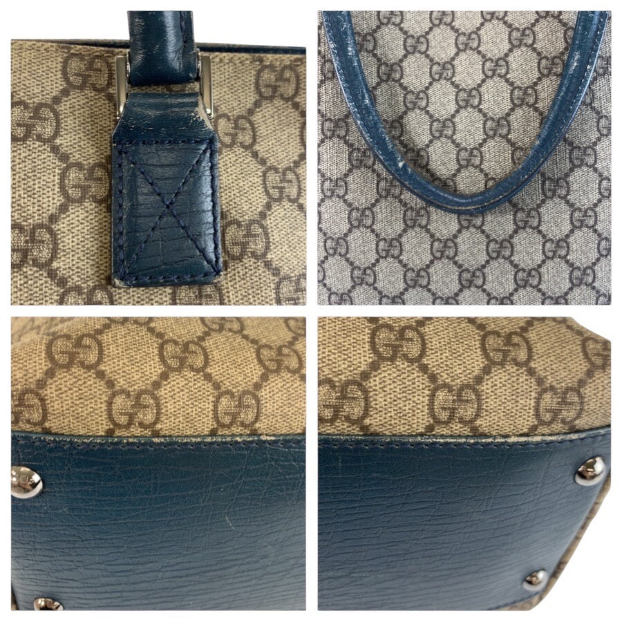 25257
GUCCI グッチ ベージュ グリーン GGスプリームキャンバス / レザー 131220 トートバッグ ハンドバッグ レディース AB28