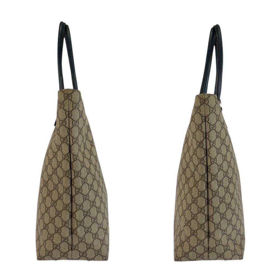 25257
GUCCI グッチ ベージュ グリーン GGスプリームキャンバス / レザー 131220 トートバッグ ハンドバッグ レディース AB28