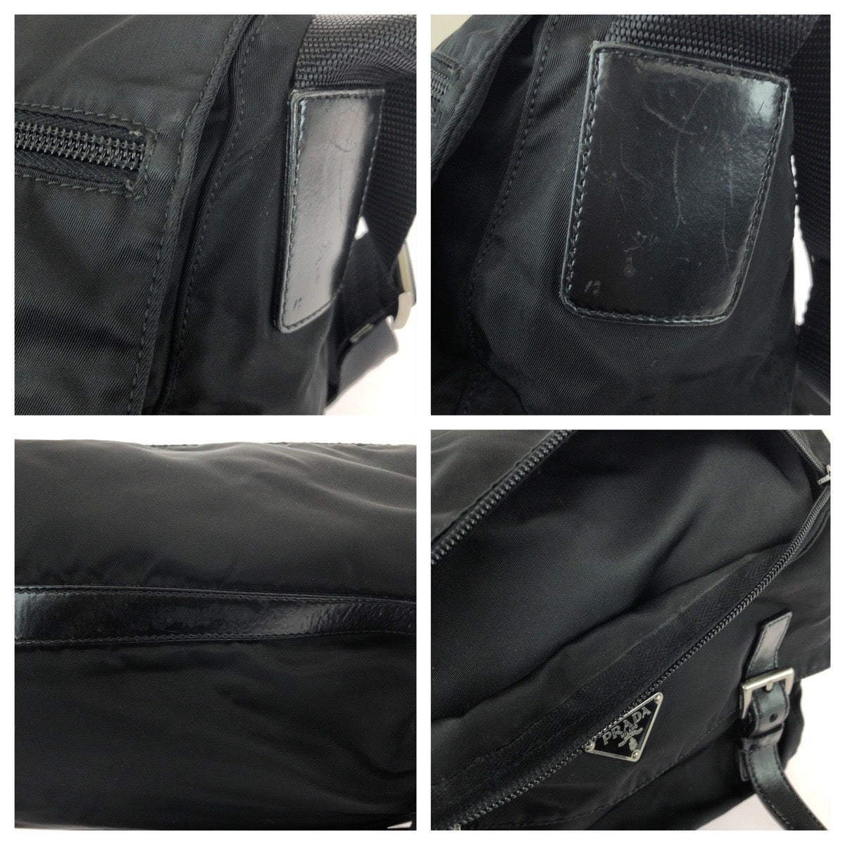 25261
PRADA プラダ テスート 三角ロゴプレート ブラック 黒 シルバー金具 ナイロン / レザー ショルダーバッグ メッセンジャーバッグ レディース ABP42