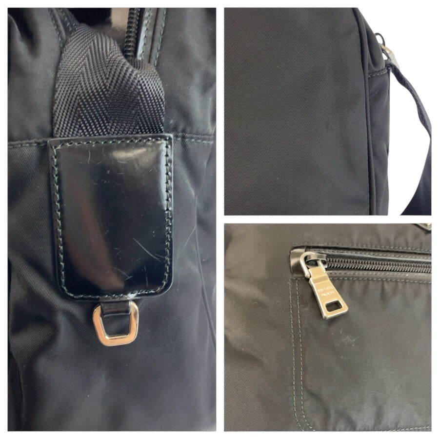 25266
PRADA プラダ テスート 三角ロゴプレート ブラック 黒 シルバー金具 ナイロン ショルダーバッグ ポシェット レディース ABP42