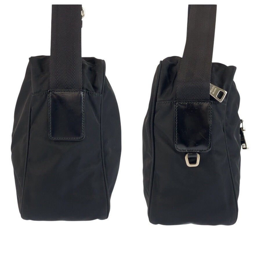25266
PRADA プラダ テスート 三角ロゴプレート ブラック 黒 シルバー金具 ナイロン ショルダーバッグ ポシェット レディース ABP42