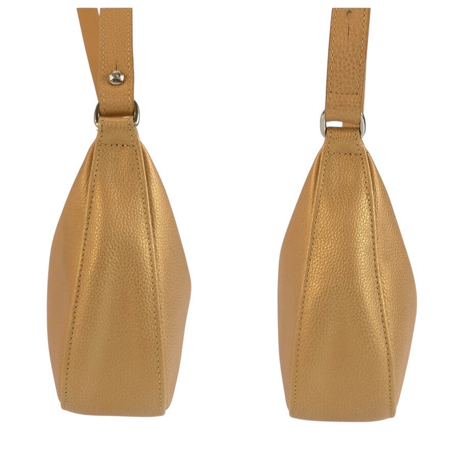 25267
Longchamp ロンシャン ベージュ シルバー金具 レザー ショルダーバッグ ポシェット レディース A21