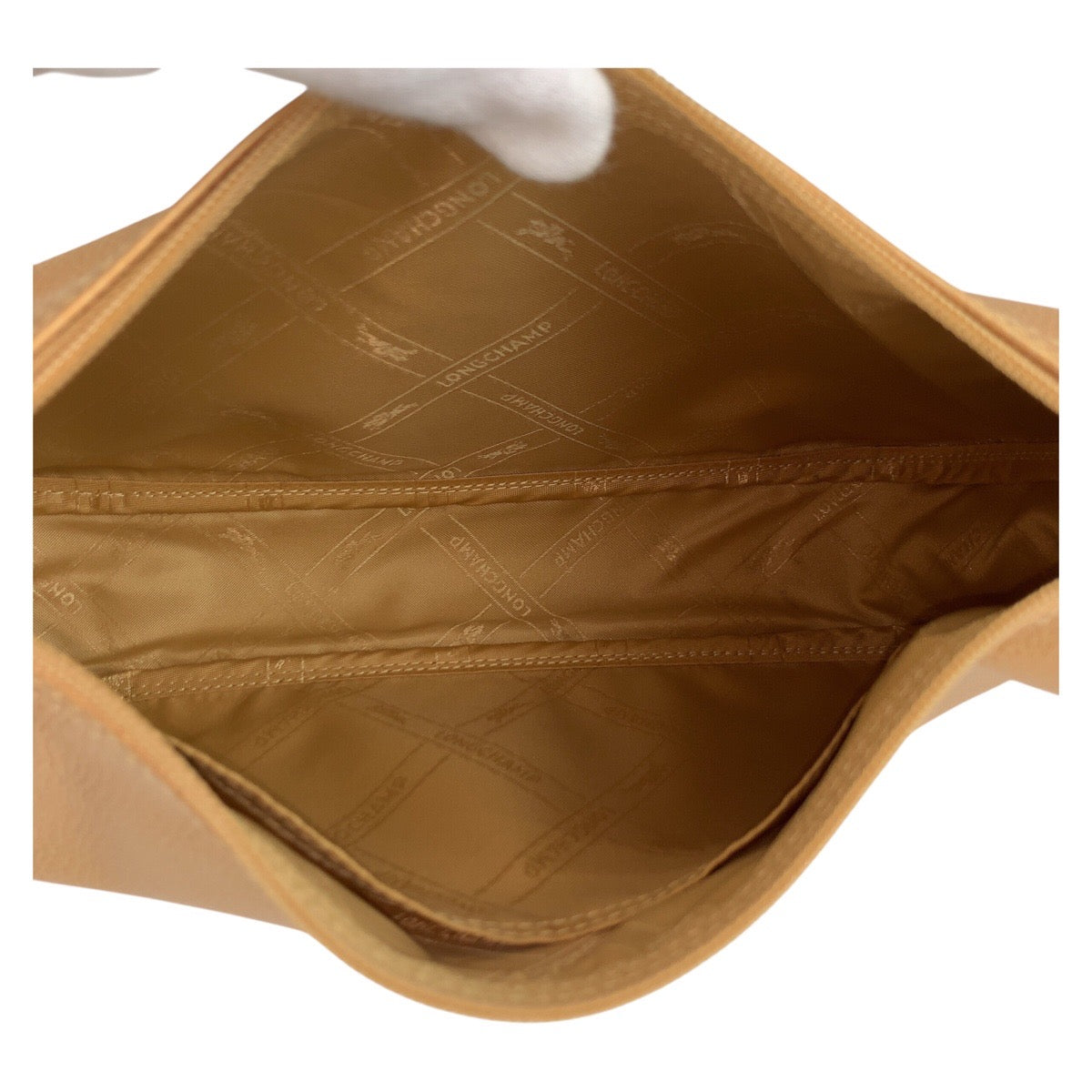 25267
Longchamp ロンシャン ベージュ シルバー金具 レザー ショルダーバッグ ポシェット レディース A21