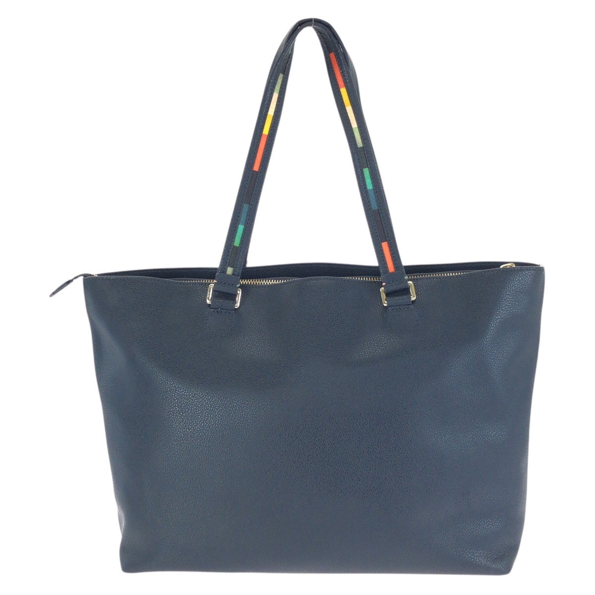 25268
Paul Smith ポール スミス アーティストストライプ ネイビー シルバー金具 レザー トートバッグ ショルダーバッグ メンズ A14