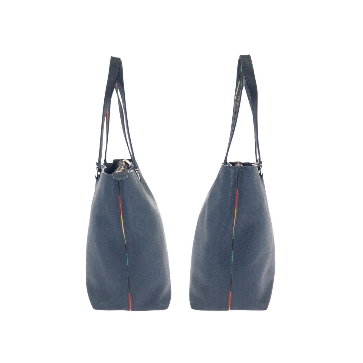 25268
Paul Smith ポール スミス アーティストストライプ ネイビー シルバー金具 レザー トートバッグ ショルダーバッグ メンズ A14