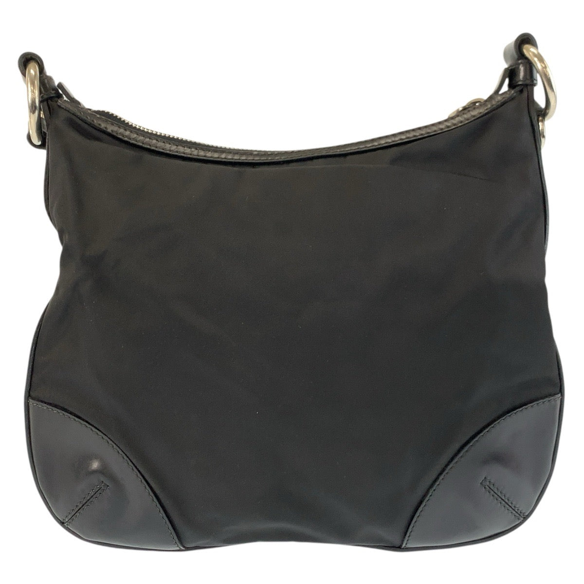 25271
PRADA プラダ テスート 三角ロゴプレート ブラック 黒 シルバー金具 ナイロン / レザー ショルダーバッグ ポシェット レディース AB28