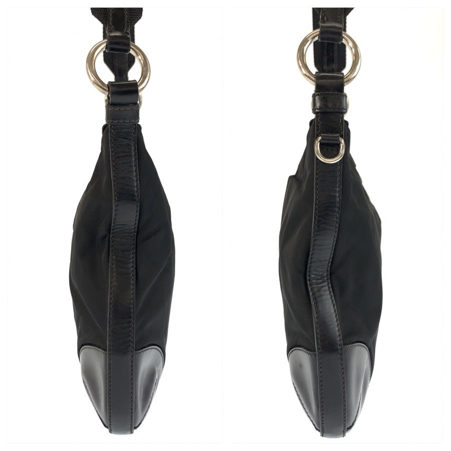 25271
PRADA プラダ テスート 三角ロゴプレート ブラック 黒 シルバー金具 ナイロン / レザー ショルダーバッグ ポシェット レディース AB28
