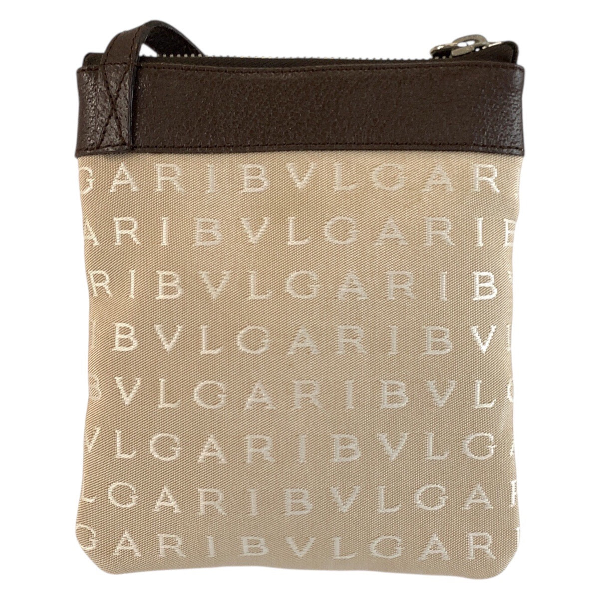 25272
BVLGARI ブルガリ ロゴマニア ベージュ ブラウンシルバー金具 キャンバス / レザー ショルダーバッグ ポシェット レディース A21
