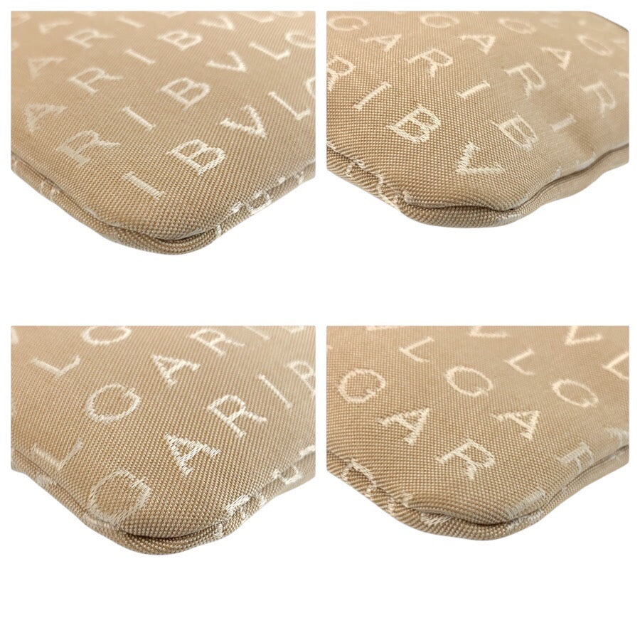 25272
BVLGARI ブルガリ ロゴマニア ベージュ ブラウンシルバー金具 キャンバス / レザー ショルダーバッグ ポシェット レディース A21